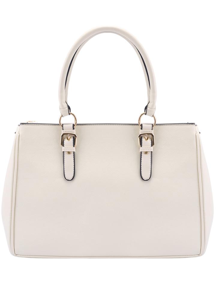 Romwe White Zipper Belt Buckle Bag