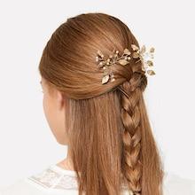 Romwe Metal Leaf & Faux Pearl Decorated Hair Pin 2pack