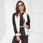 Romwe Colorblock Striped Side Jacket