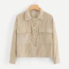Romwe Plus Pocket Front Jacket