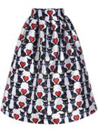 Romwe Cat Print Flare Skirt