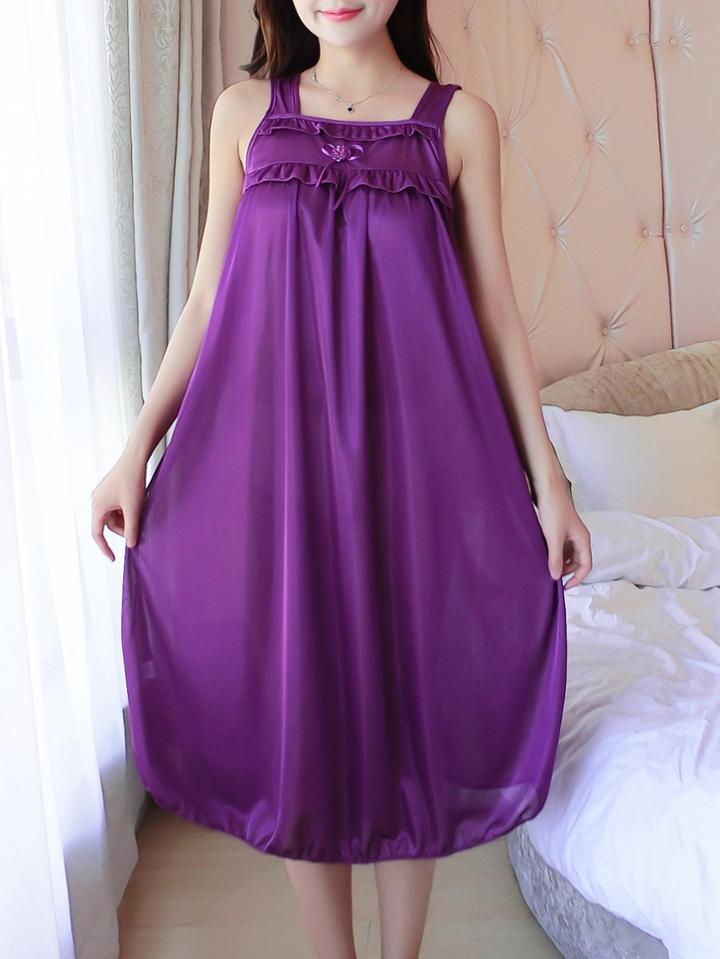 Romwe Frill Detail Knot Night Dress