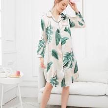Romwe Palm Leaf Print Shirt Dress
