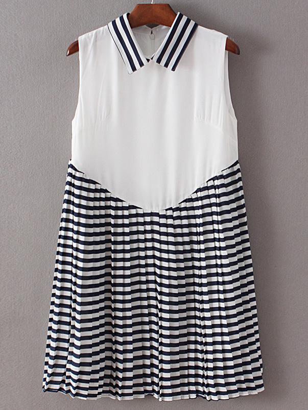 Romwe Color Block Stripe Broomstick Zipper Dress