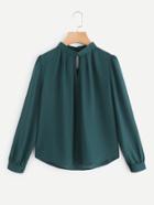 Romwe V Cut Pleated Front Blouse