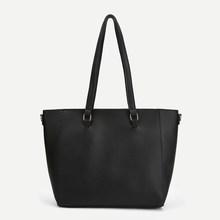 Romwe Zipper Detail Pu Tote Bag