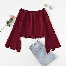 Romwe Laser Cut Out Detail Bardot Top