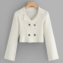 Romwe Double Breasted Solid Sweater