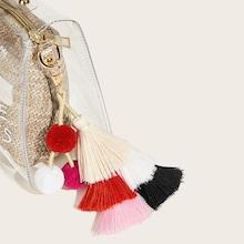 Romwe Pom-pom & Layered Tassel Pendant Bag Accessory