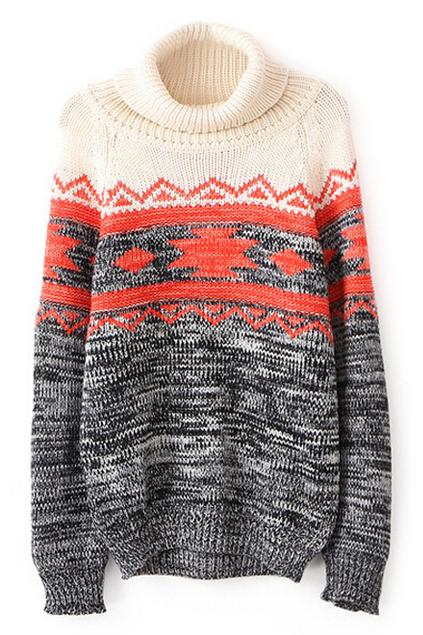 Romwe Dual-tone High-collar Knitted Jumper