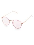 Romwe Pink Frame Clear Lens Glasses