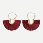 Romwe Tassel Design Hoop Drop Earrings