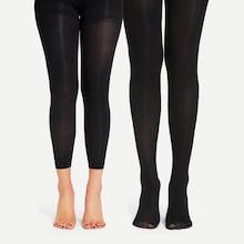 Romwe 80d Plain Tights & Footless Tights Set 2pack
