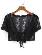 Romwe Knotted Lace Crop Top