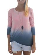 Romwe Long Sleeve Ombre T-shirt