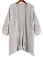 Romwe Chunky Knit Loose Grey Coat