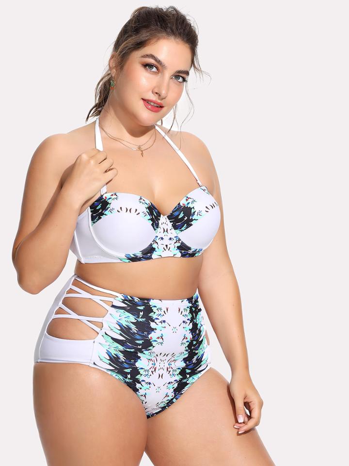 Romwe Criss Cross High Waist Underwire Bikini Set