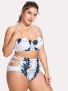 Romwe Criss Cross High Waist Underwire Bikini Set