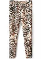 Romwe Leopard Zipper Pockets Pant