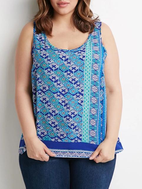 Romwe Tribal Print Plus Tank Top