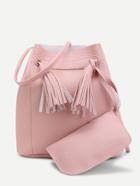 Romwe Tassel Detail Shoulder Bag With Pouch