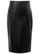 Romwe Black Slit High Waist Pu Bodycon Skirt