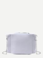 Romwe Light Grey Faux Leather Zip Closure Chain Bag
