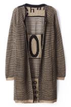 Romwe Letter Knitted Open Front Cardigan