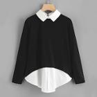 Romwe Plus 2 In 1 Colorblock Blouse