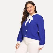 Romwe Plus Self-tie Bow Top