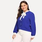 Romwe Plus Self-tie Bow Top