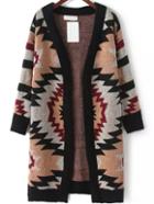 Romwe Geometric Print Long Coat