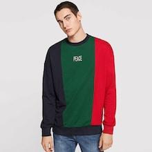 Romwe Men Color-block Letter Print Pullover