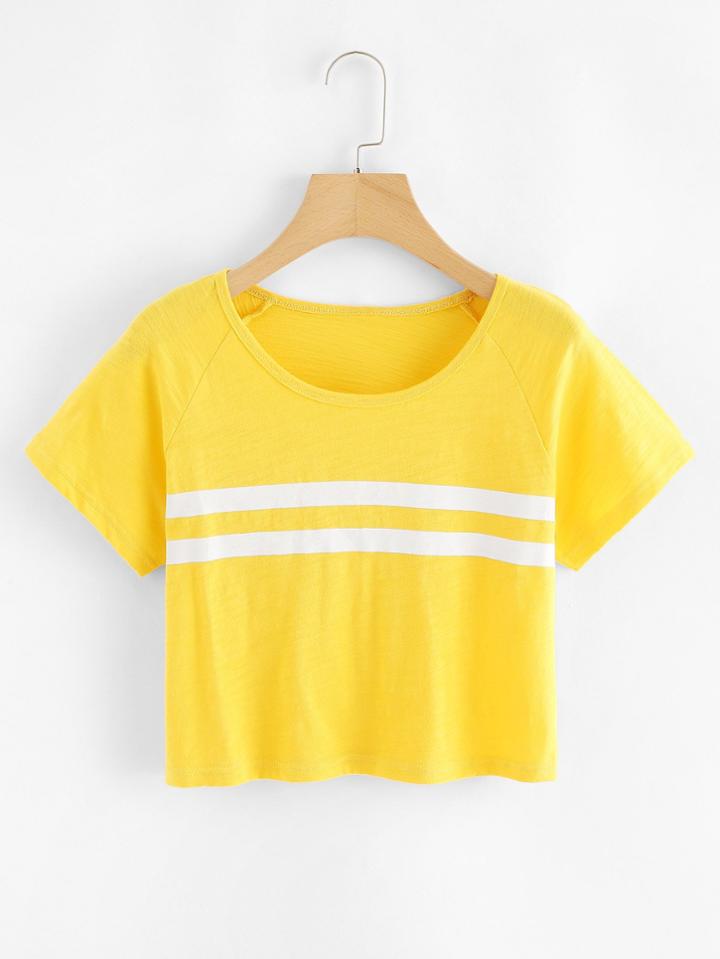 Romwe Stripe Print Tee