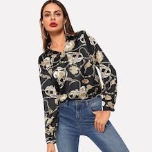 Romwe Chain Print Blouse