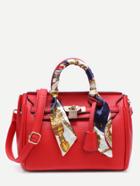 Romwe Red Pu Satchel Bag With Adjustable Strap