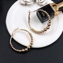Romwe Metal Balls Hoop Earrings