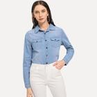 Romwe Stitch Detail Faded Wash Denim Shirt