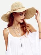 Romwe Beige Collapsible Large Brimmed Straw Hat