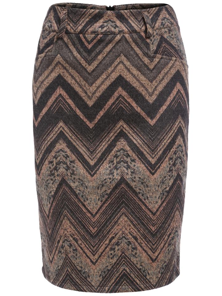 Romwe Geometric Print Skinny Black Skirt