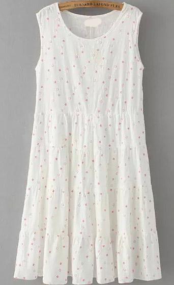 Romwe Sleeveless Flower Print Dress