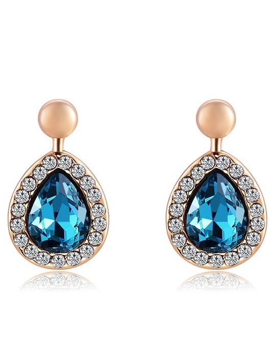 Romwe Gold Crystal Drop Earrings