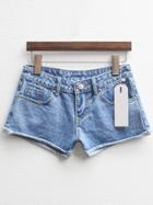 Romwe Cuffed Denim Slim Shorts