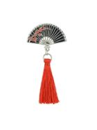 Romwe Enamel Sector Pattern Brooches With Red Tassel