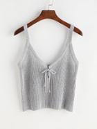Romwe Tie Front Knit Cami Top