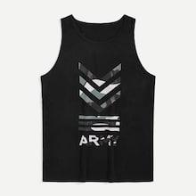 Romwe Guys Letter Print Striped Tank Top