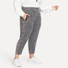 Romwe Plus Contrast Leopard Print Corduroy Pants