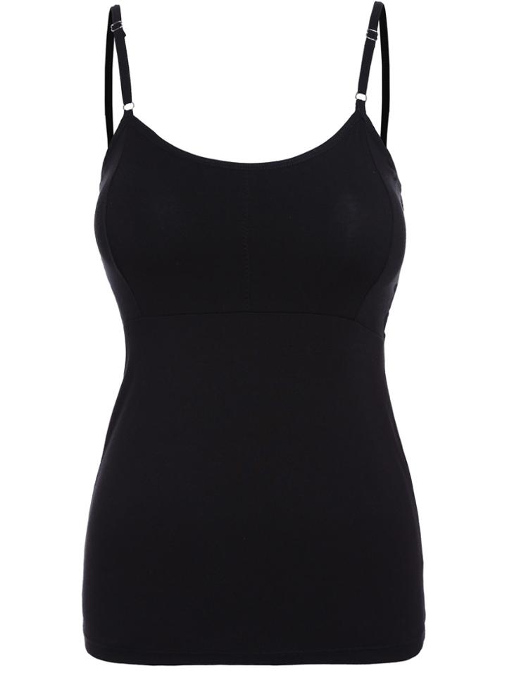 Romwe Spaghetti Strap Hollow Black Cami Top