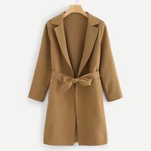 Romwe Dual Pocket Self Tie Waist Outerwear