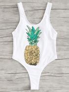 Romwe Sequin Pineapple Swimsuit